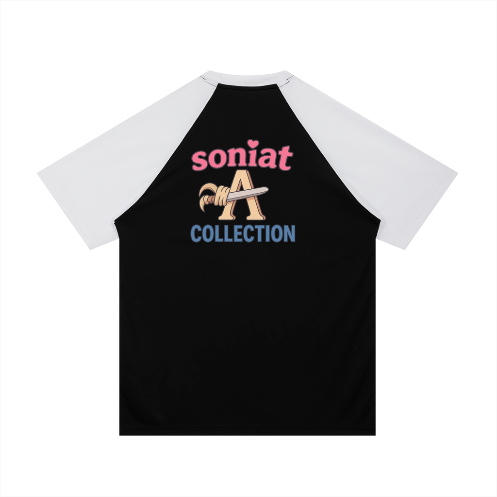 Contrast Raglan Sleeve Mesh T-Shirt