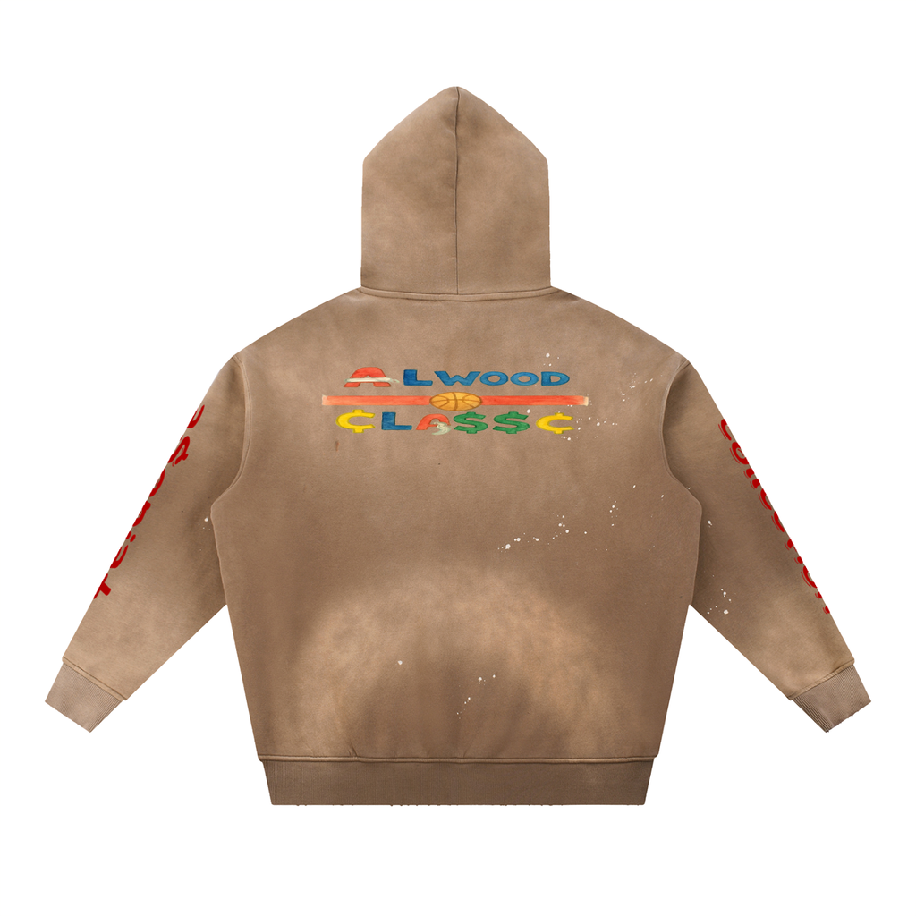 Vintage Washed Frayed Fleece Hoodie