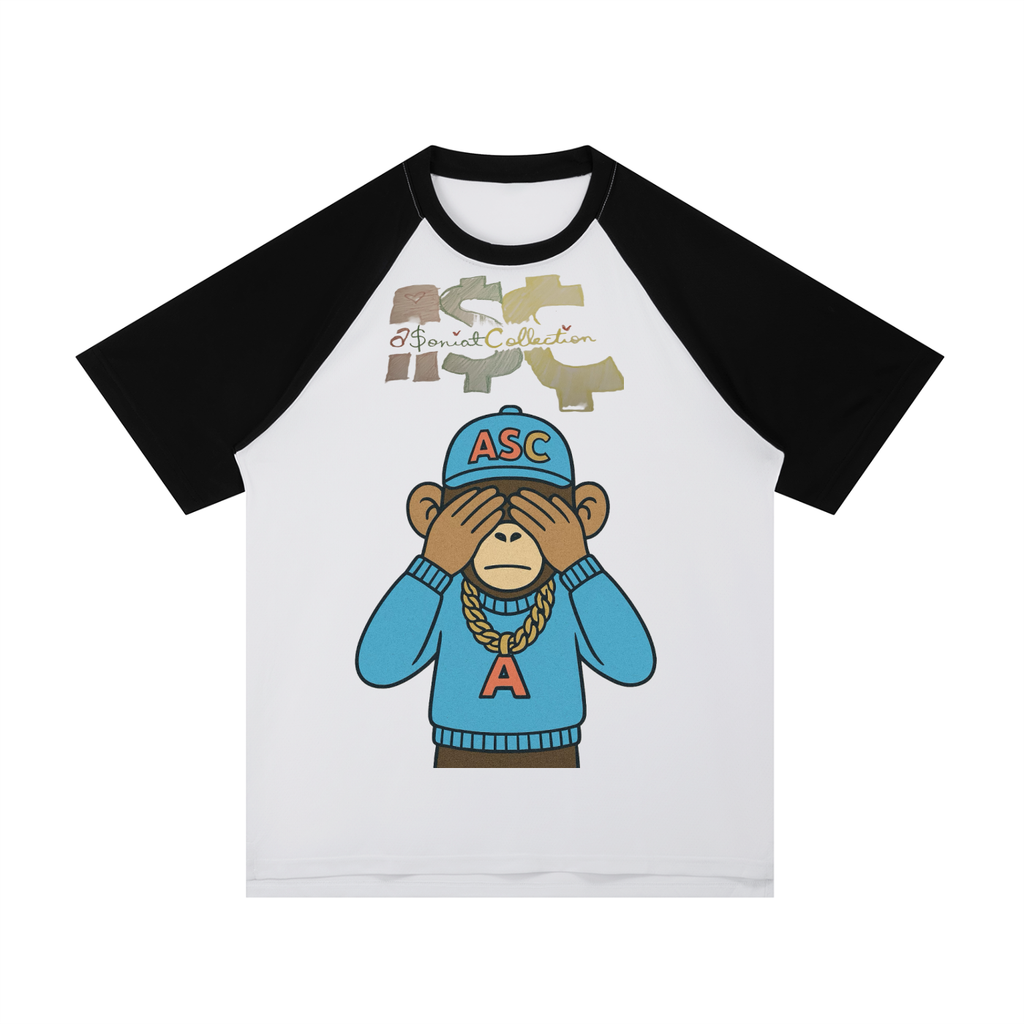 Contrast Raglan Sleeve Mesh T-Shirt