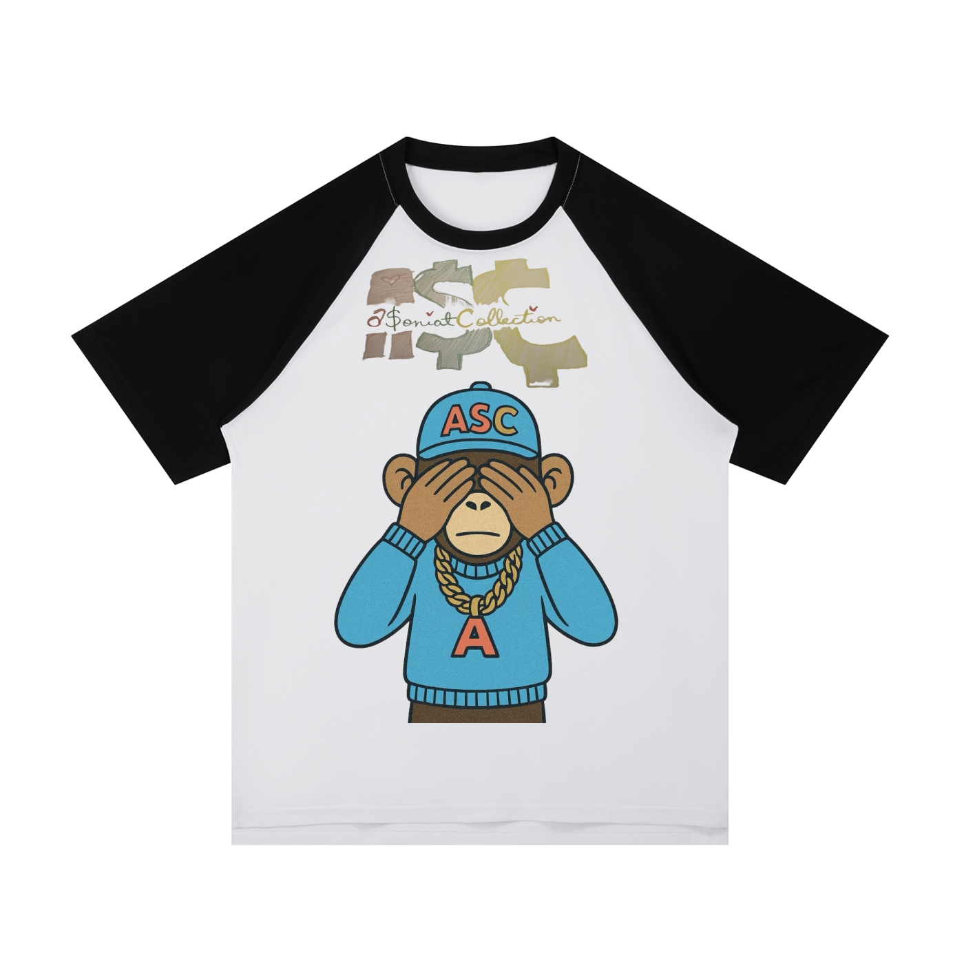Contrast Raglan Sleeve Mesh T-Shirt