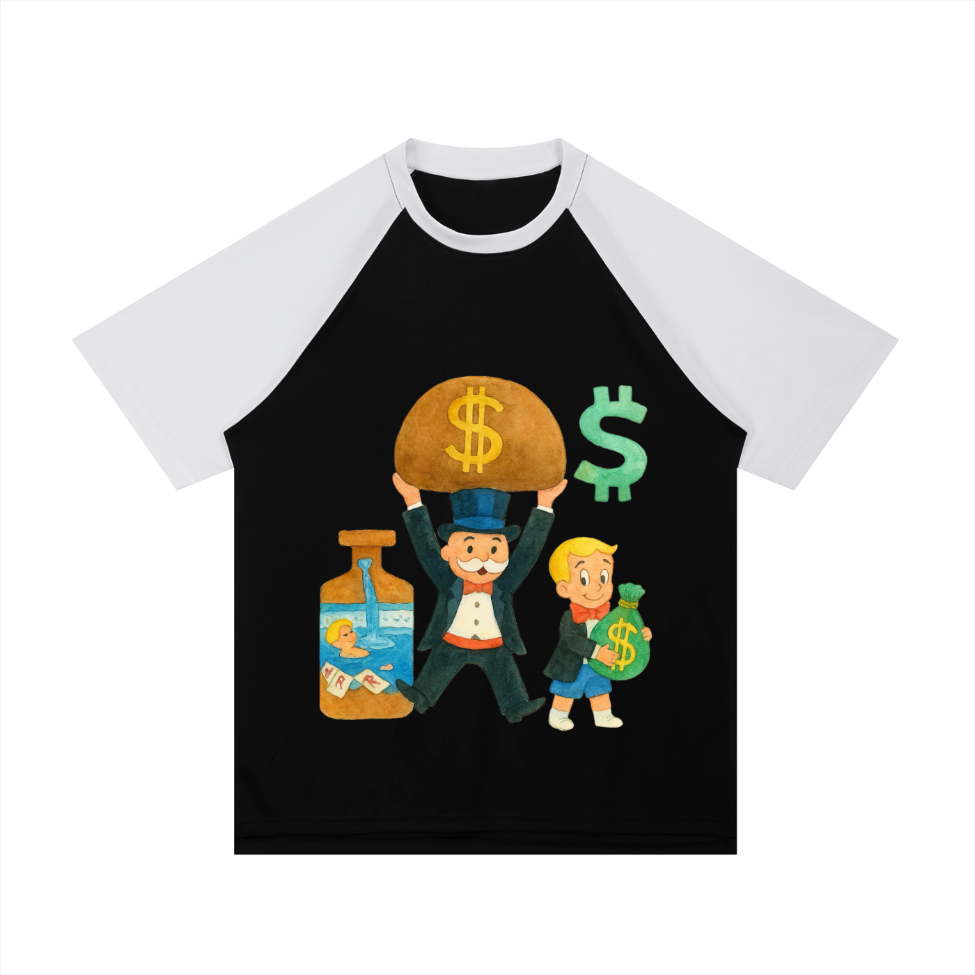 Contrast Raglan Sleeve Mesh T-Shirt