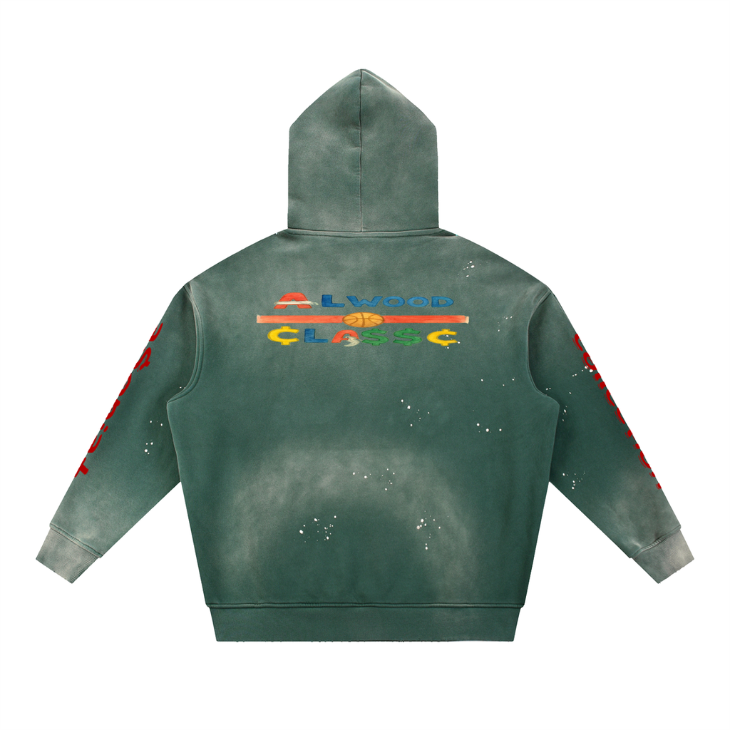 Vintage Washed Frayed Fleece Hoodie