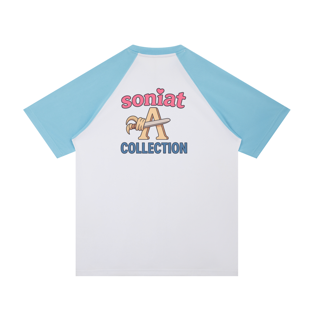Contrast Raglan Sleeve Mesh T-Shirt