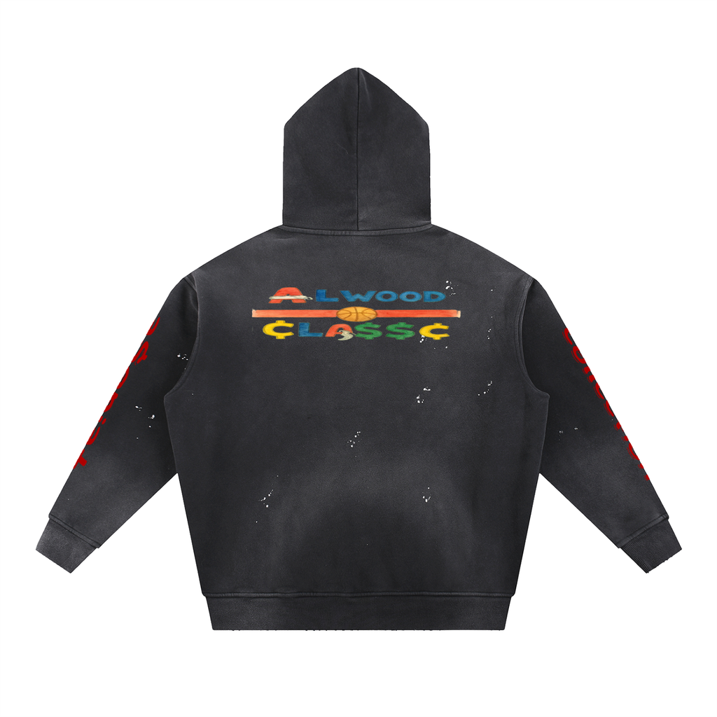 Vintage Washed Frayed Fleece Hoodie